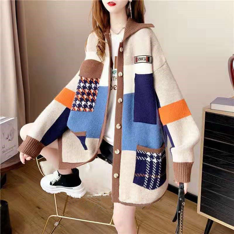 Woman wearing Fashion Knit Cardigan Sweater Coat in a casual setting