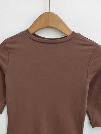 Slim Fit Round Neck Top | Tajstylo