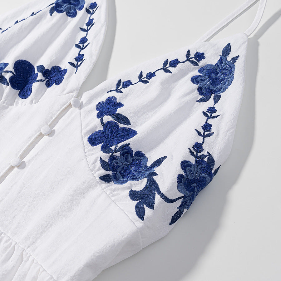 Embroidered Strapless Midi Dress | Tajstylo