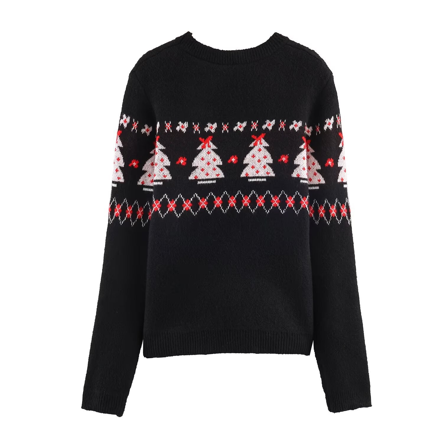 Woman wearing Christmas Series Knitted Top and Skirt Set in a festive setting