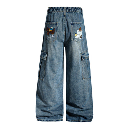 Women's Loose Fit Denim Workwear Pants | Tajstylo