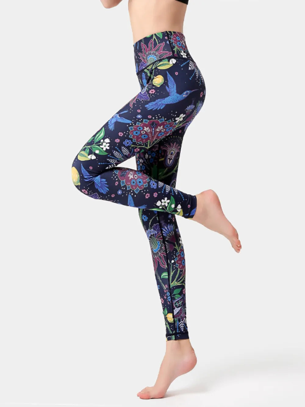Woman wearing Printed High Waist Active Leggings in an active setting