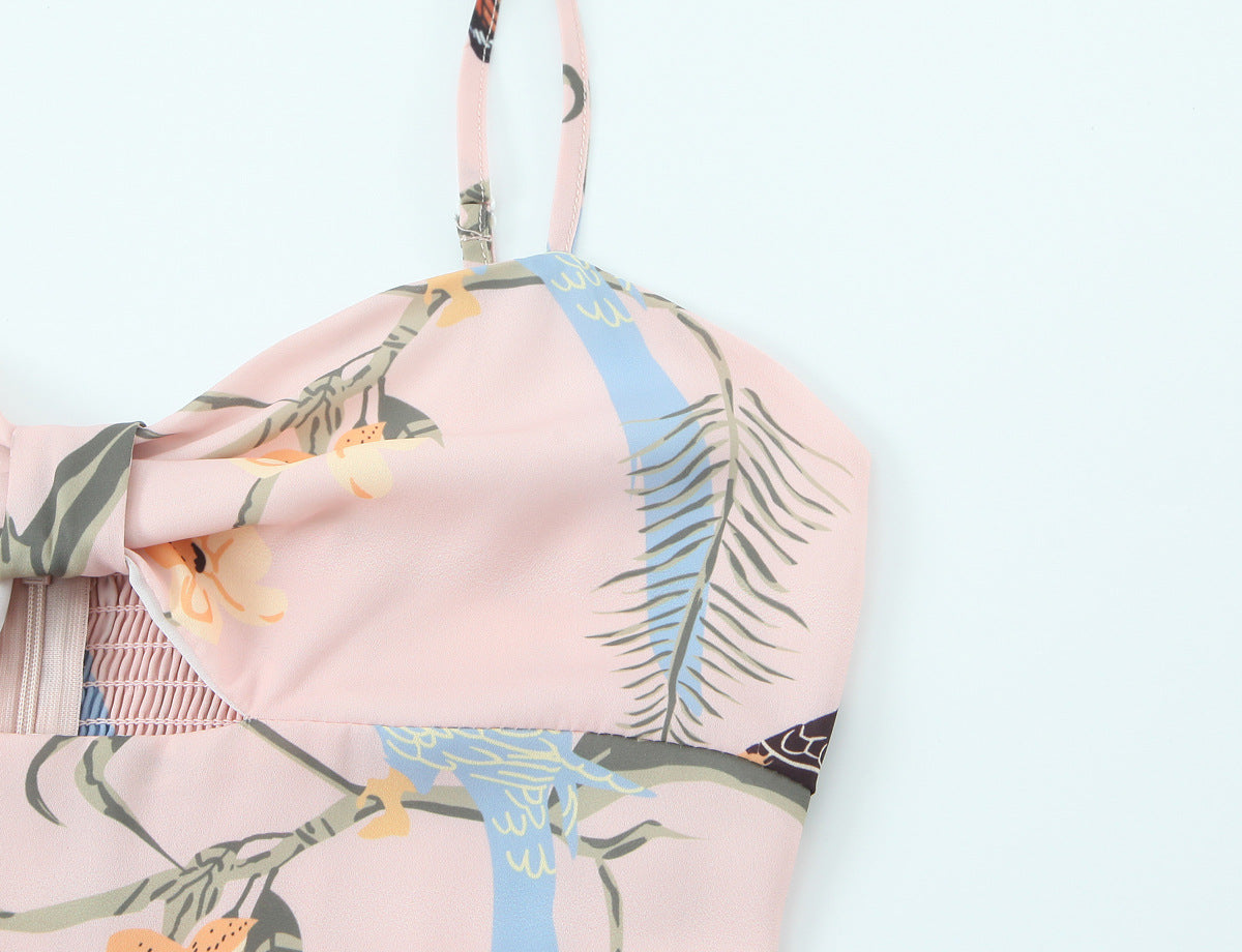 Floral Print Split Suspender Dress | Tajstylo
