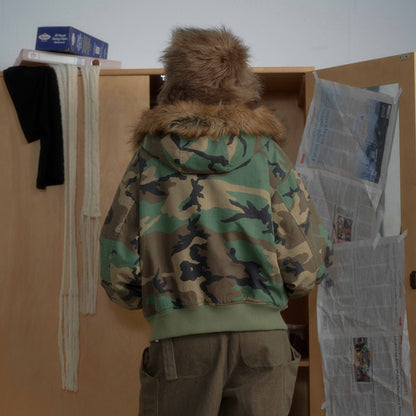 Camouflage Hooded Cotton Jacket | Tajstylo