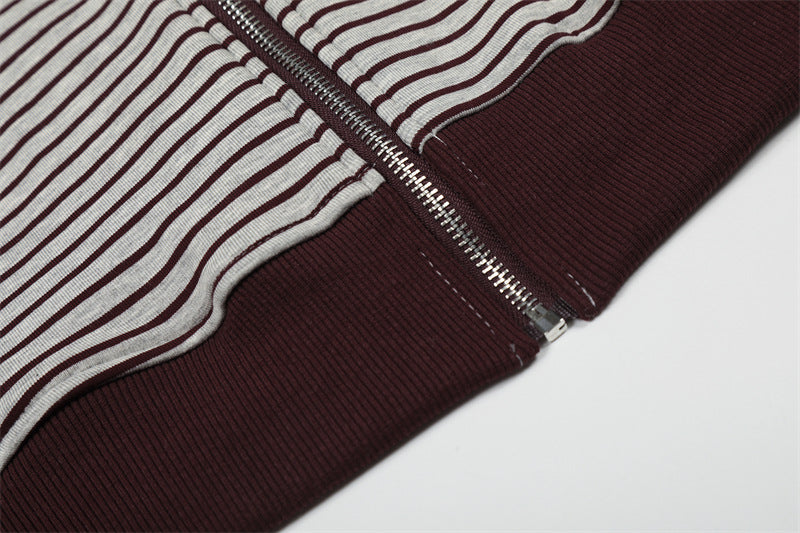 Striped Hooded Zipper Hoodie | Tajstylo