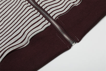 Striped Hooded Zipper Hoodie | Tajstylo