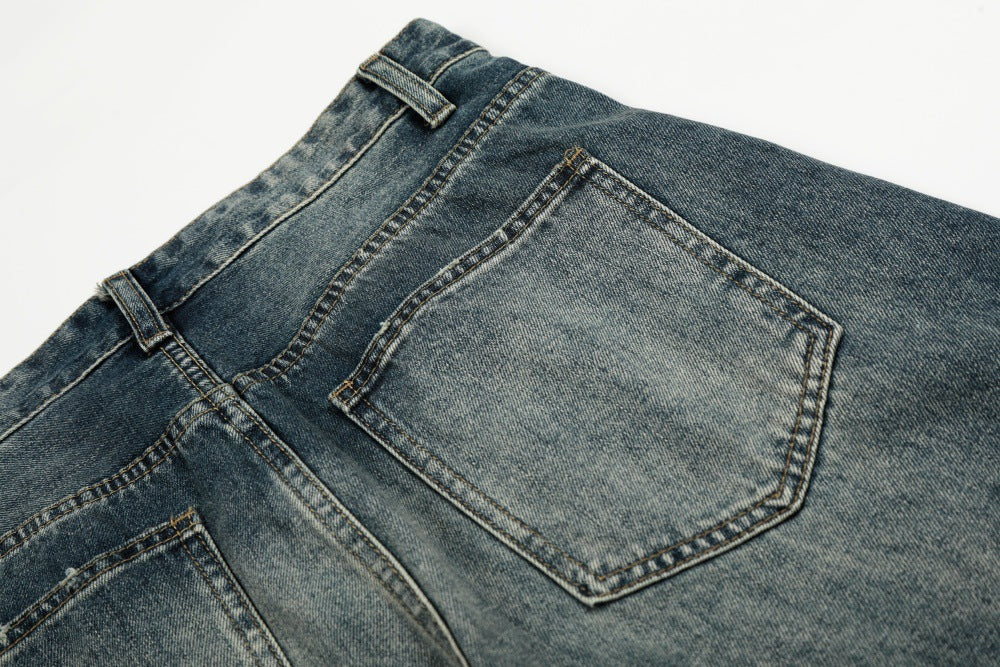 Loose Fit Distressed Blue Denim Jeans | Tajstylo