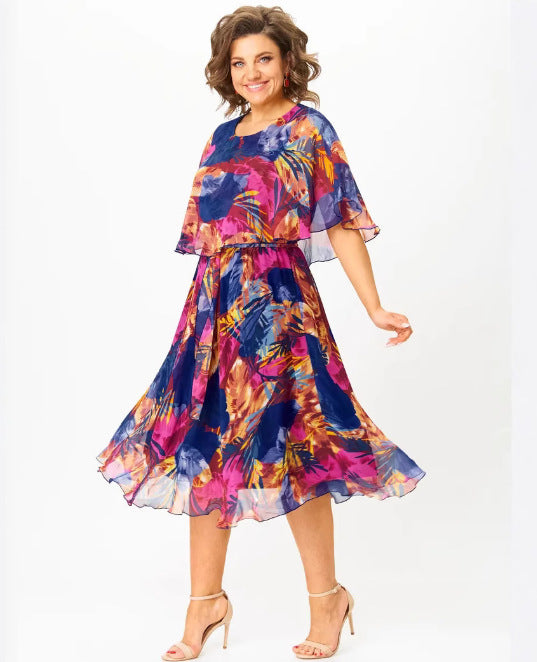 Burgundy Mesh Printed Patchwork Dress | Tajstylo