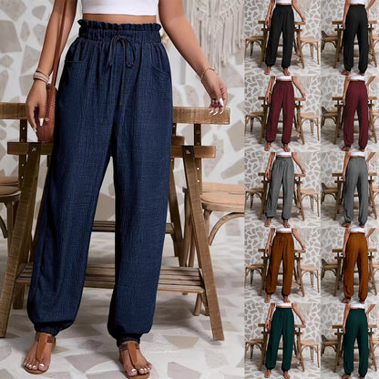 Elastic Solid Color Pants for Women | Tajstylo