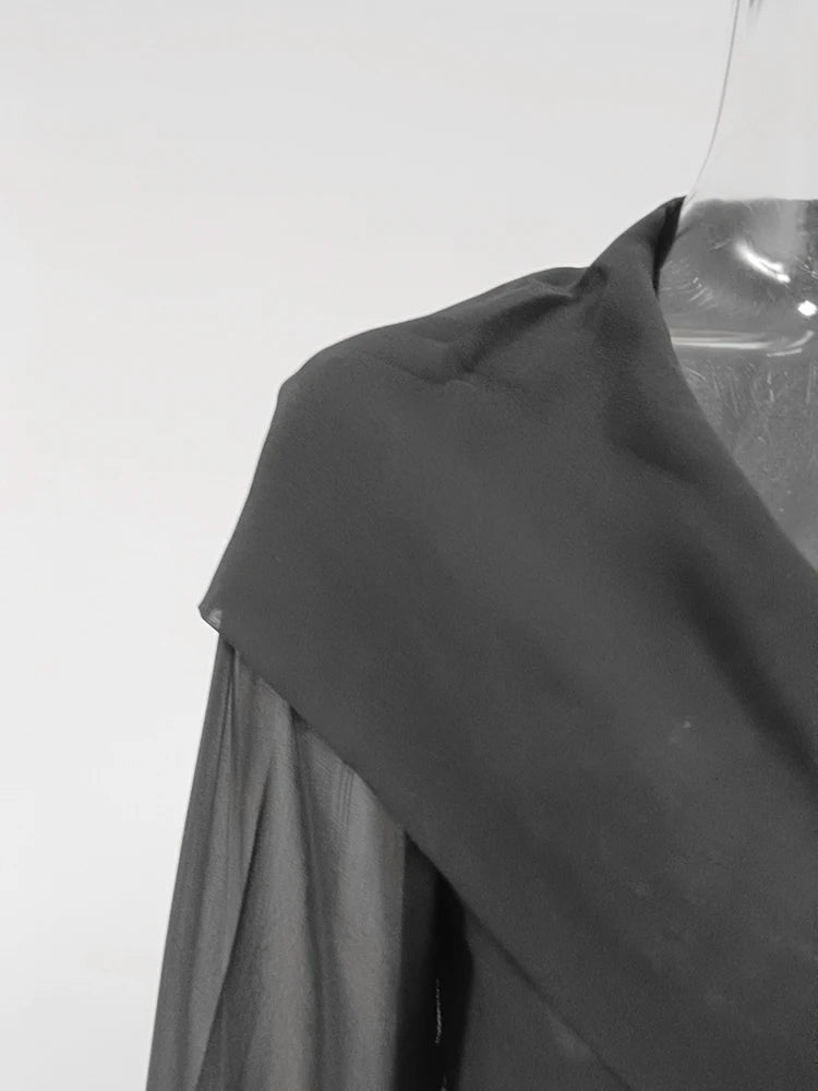 Solid Sheer Mesh Slimming Hooded Shirt | Tajstylo