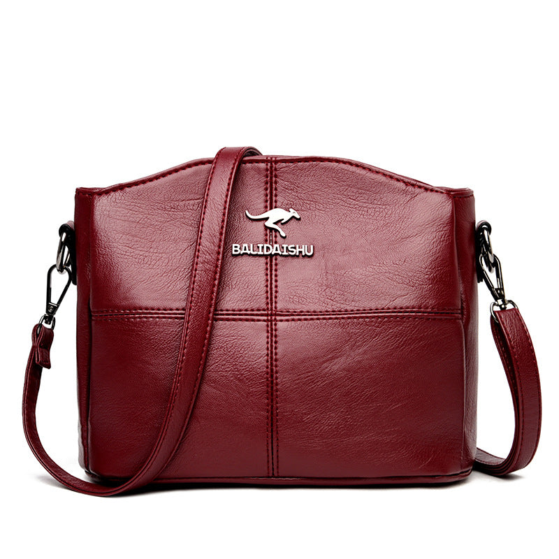 Women's Urban Minimalist PU Leather Splicing Small Square Crossbody Shoulder Bag – Front View | TajStylo