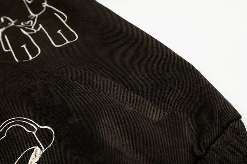 Graffiti Embroidery Flip Collar Jacket | Tajstylo