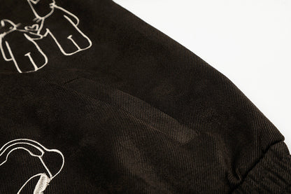 Graffiti Embroidery Flip Collar Jacket | Tajstylo
