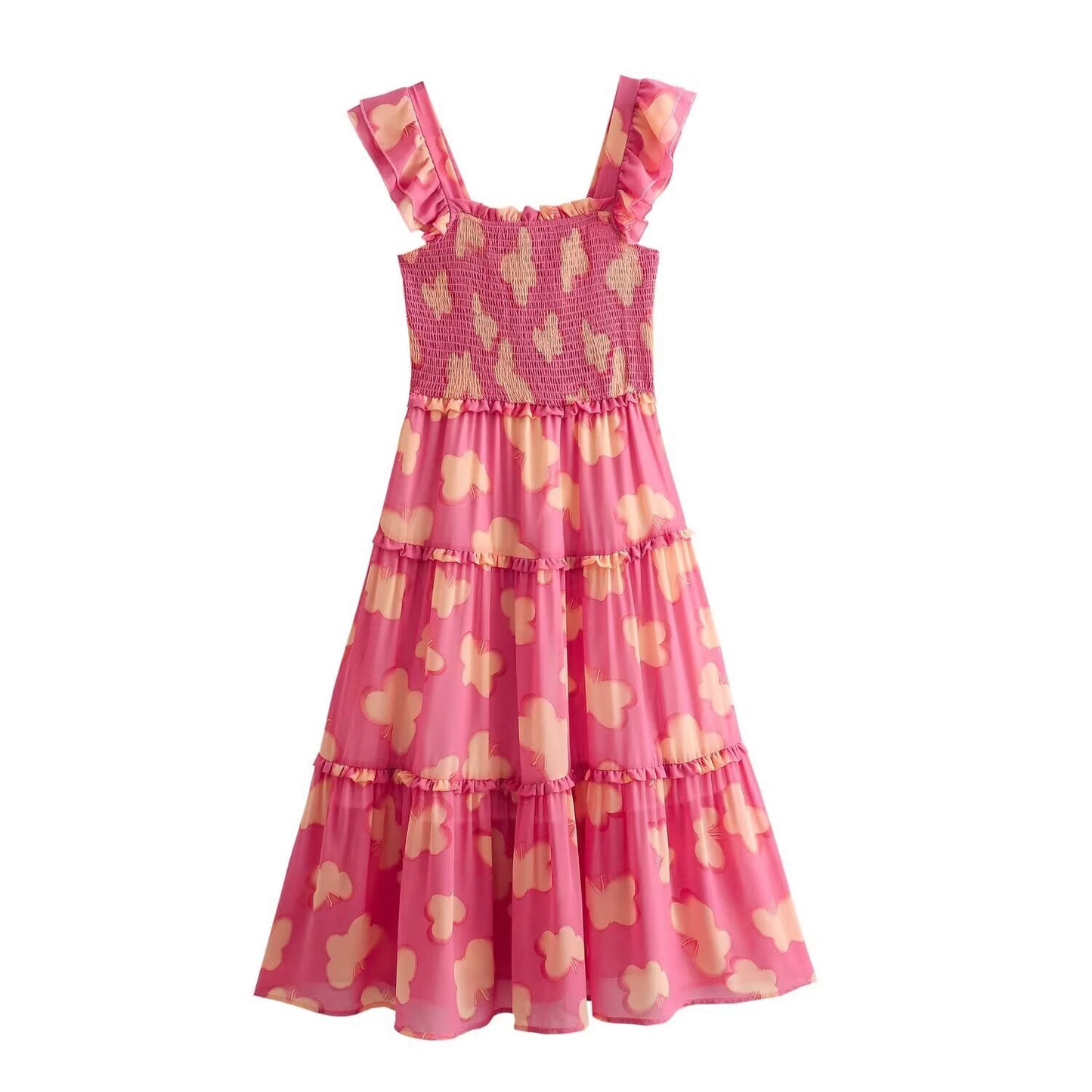 Floral Resort Style Square Neck Strap Dress | Tajstylo