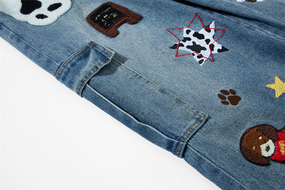 Women's Loose Fit Denim Workwear Pants | Tajstylo