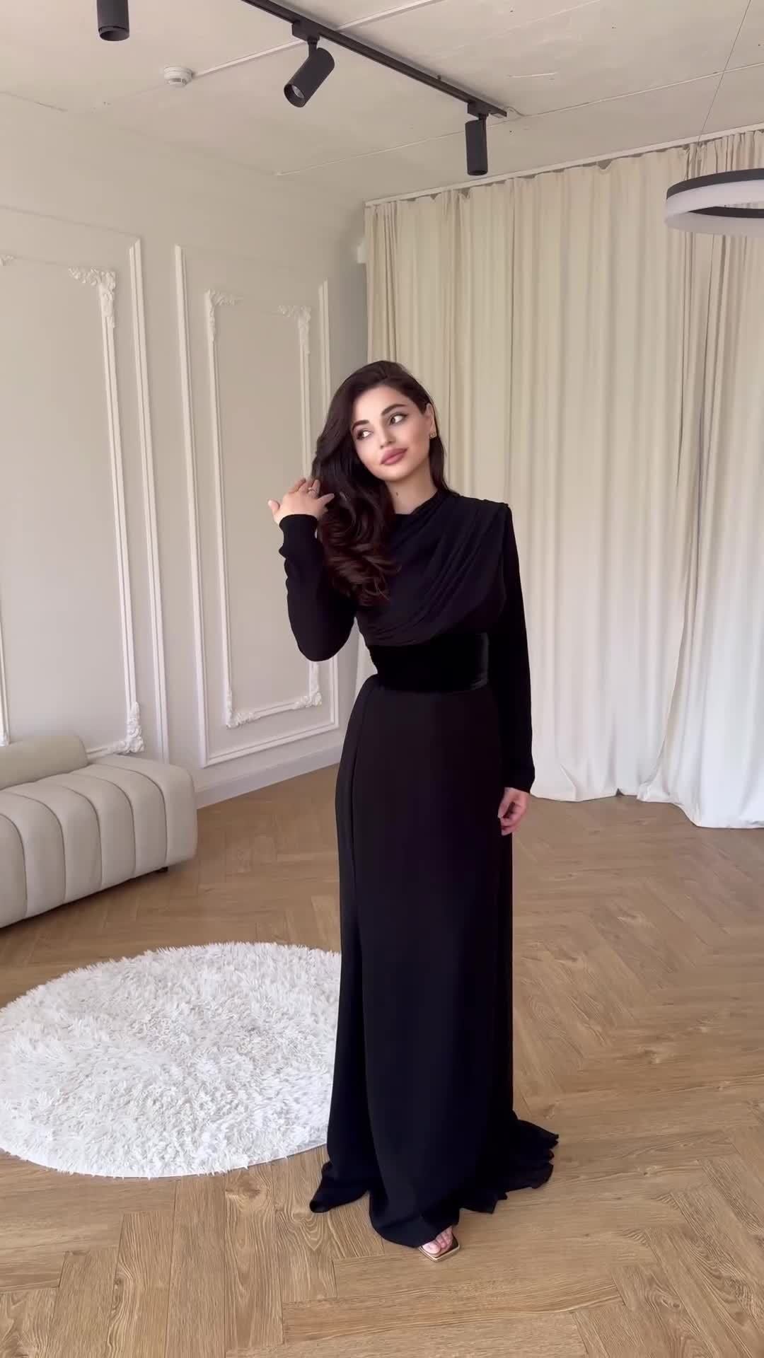 Velvet Cape Long Sleeve Dress | Tajstylo