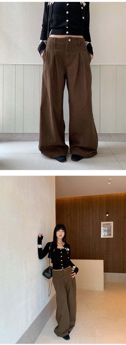 Pleated Wide Leg Jeans | Tajstylo