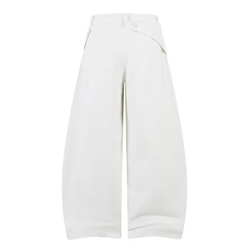 Woman wearing Loose Wide Leg Drop-Crotch Pants in urban setting