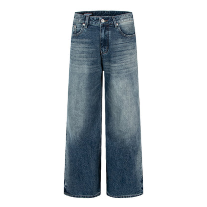 Woman wearing Vintage Blue Loose Straight Leg Jeans in a casual setting
