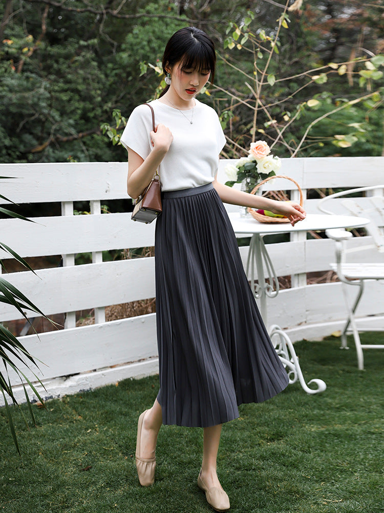 Solid Pleated Skirt for Women | Tajstylo