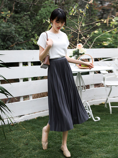 Solid Pleated Skirt for Women | Tajstylo