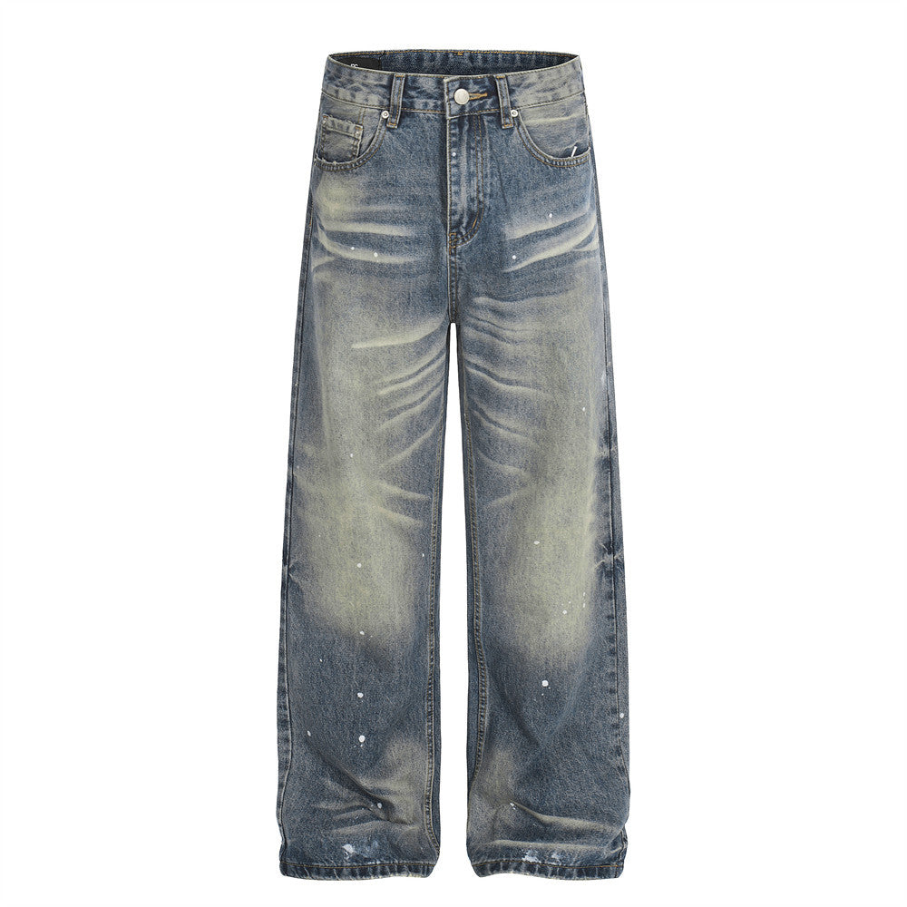 White Washed Denim Straight Leg Pants | Tajstylo