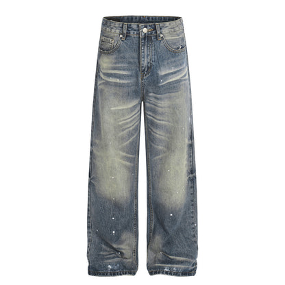 White Washed Denim Straight Leg Pants | Tajstylo