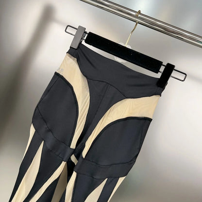 Color Block Mesh Splicing Leggings | Tajstylo