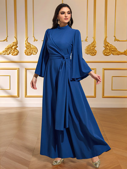 Solid Color Elegant Waist Cinching Dress | Tajstylo