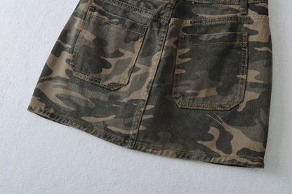 Camouflage Denim Skirt Shorts for Women | Tajstylo