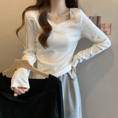 V Neck Long Sleeve Fleece Top | Tajstylo
