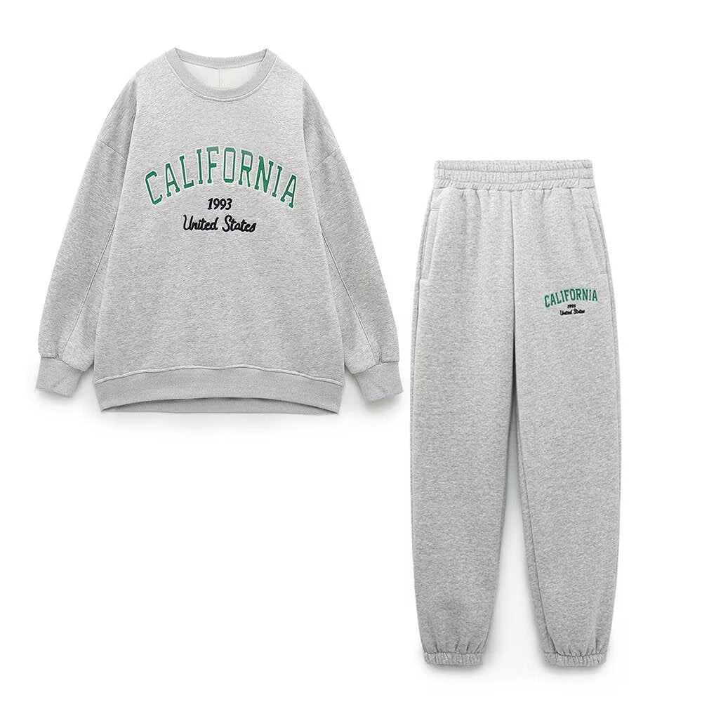 Text Embroidered Hoodie and Joggers Set | Tajstylo