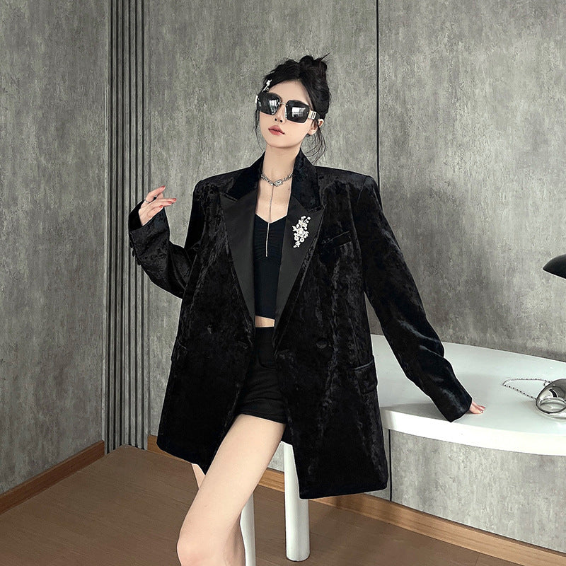 Black Velvet Suit for Women | Tajstylo