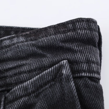 Mid Waist Wide Leg Zipper Jeans | Tajstylo