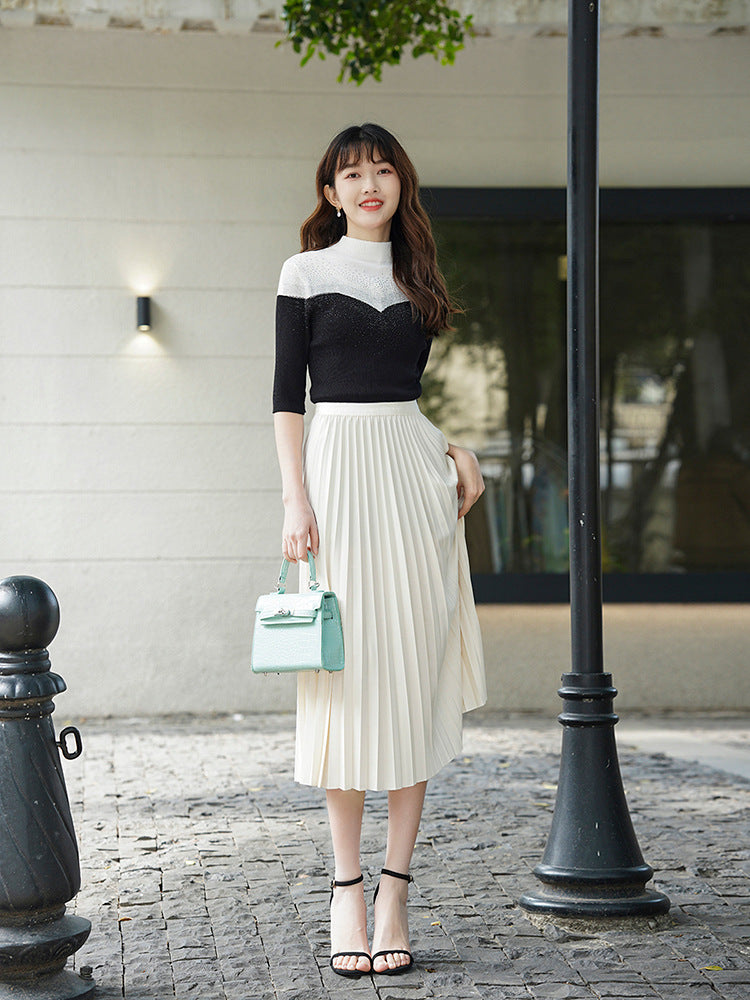Solid Pleated Skirt for Women | Tajstylo