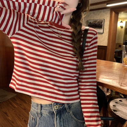Stripe Long Sleeve Crop Top | Tajstylo
