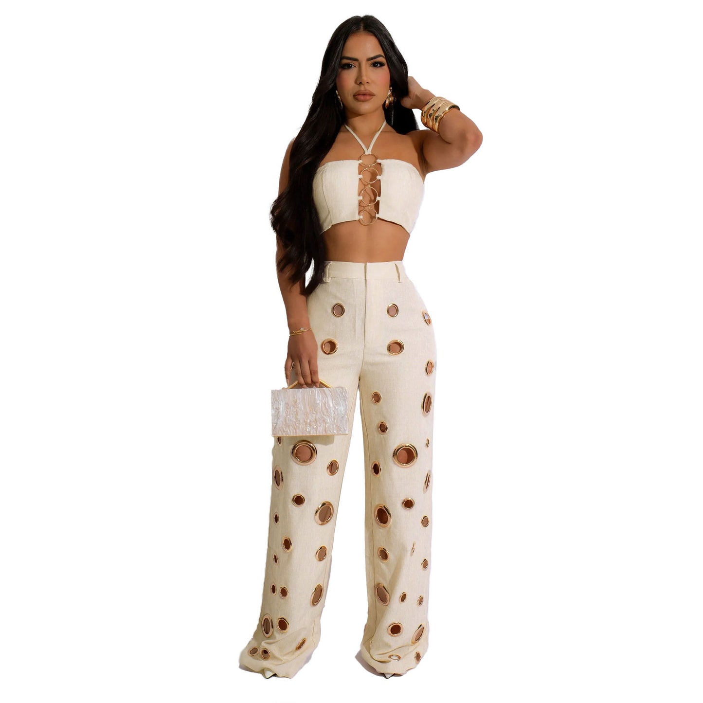 Flattering Ripped Fitted Two-Piece Nightclub Outfit | Tajstylo