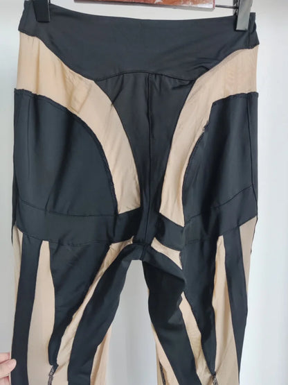 Color Block Mesh Splicing Leggings | Tajstylo