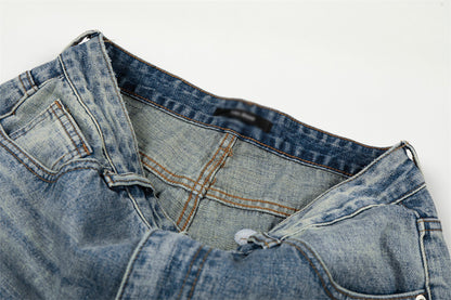 Washed Blue Denim Wide Leg Pants | Tajstylo