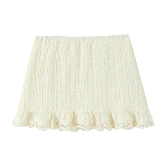 Lace Trimmed Layered Mini Skirt | Tajstylo