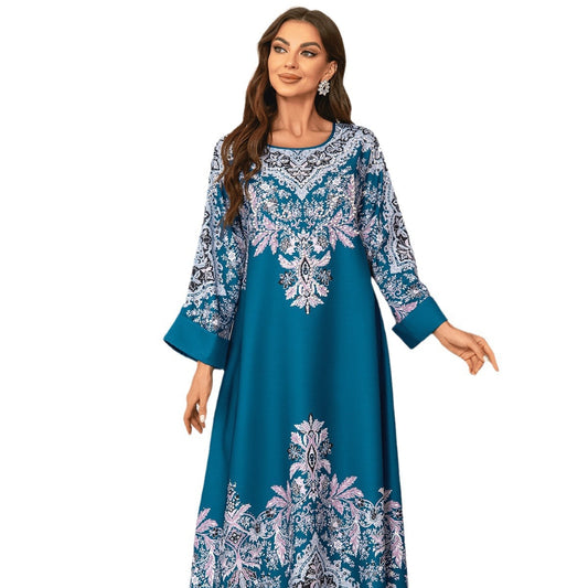 Round Neck Long Sleeved Loose Skirt | Tajstylo