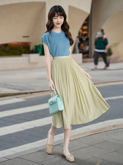 Solid Pleated Skirt for Women | Tajstylo