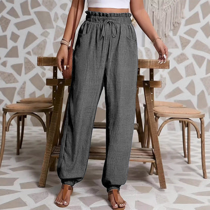 Elastic Solid Color Pants for Women | Tajstylo