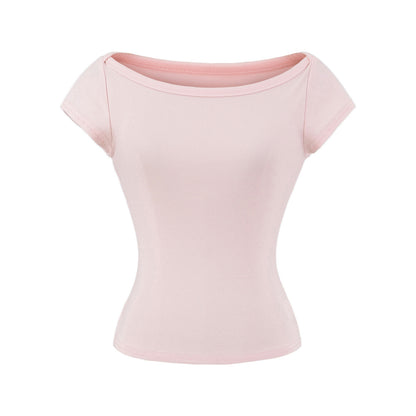 Woman wearing Elegant Short Sleeve Top in a stylish setting