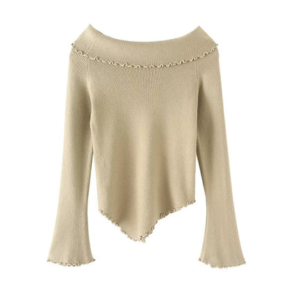 Off Shoulder Long Sleeve Sweater | Tajstylo