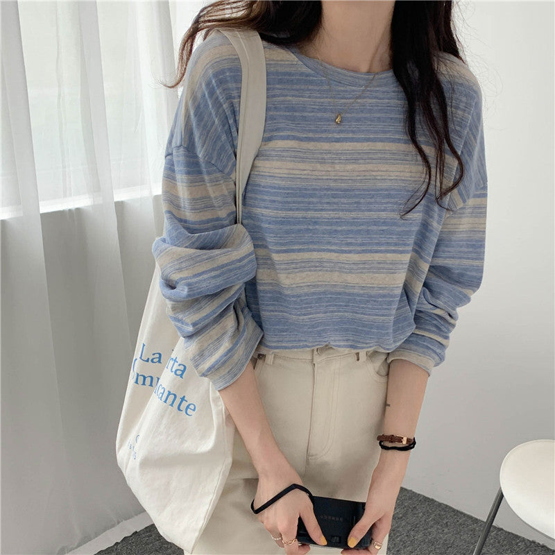 Casual Stripe Long Sleeve T-Shirt | Tajstylo