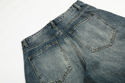 Loose Fit Distressed Blue Denim Jeans | Tajstylo