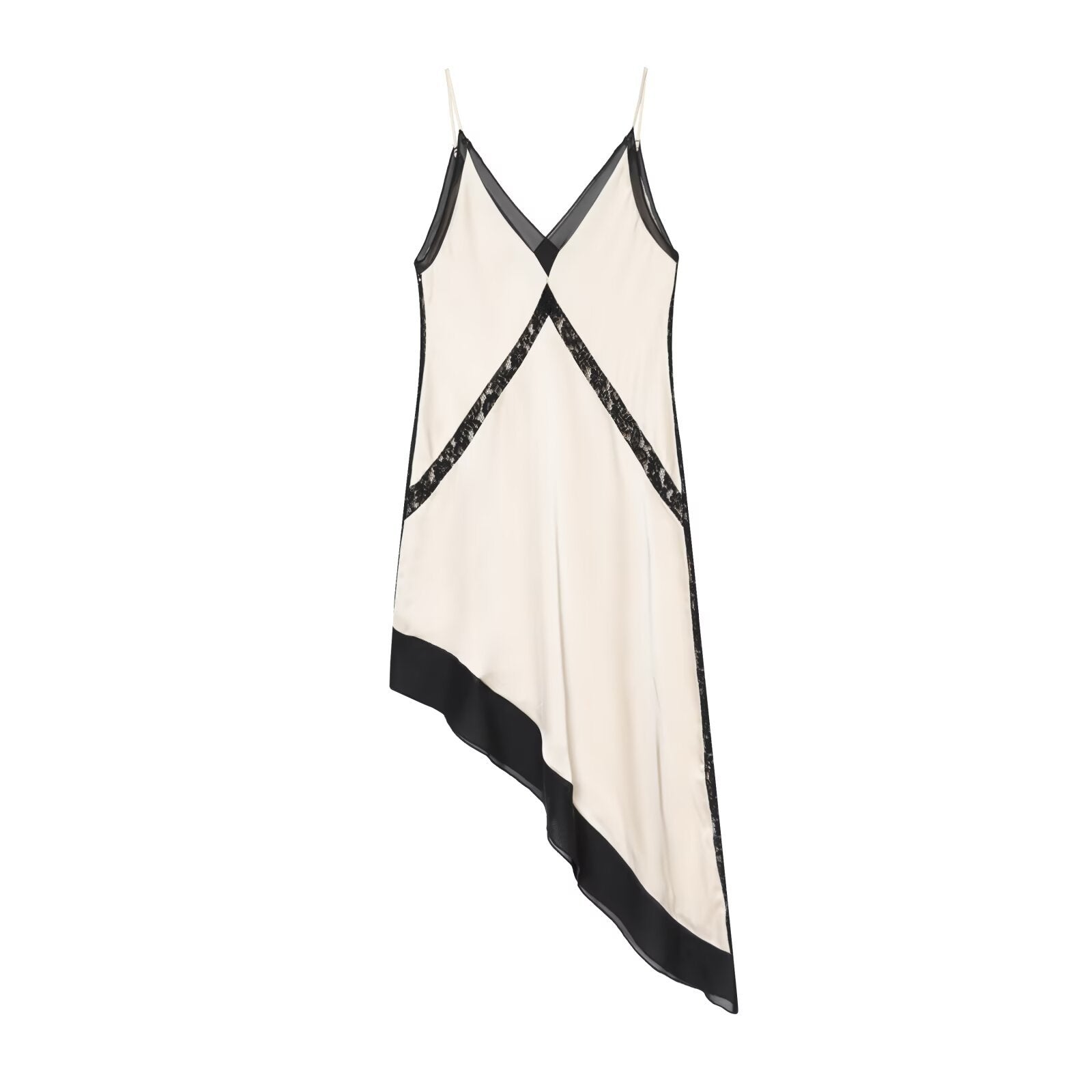 Woman wearing Satin Asymmetric Midi Dress in a chic setting