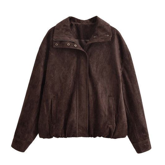 Suede Collar Jacket for Women | Tajstylo