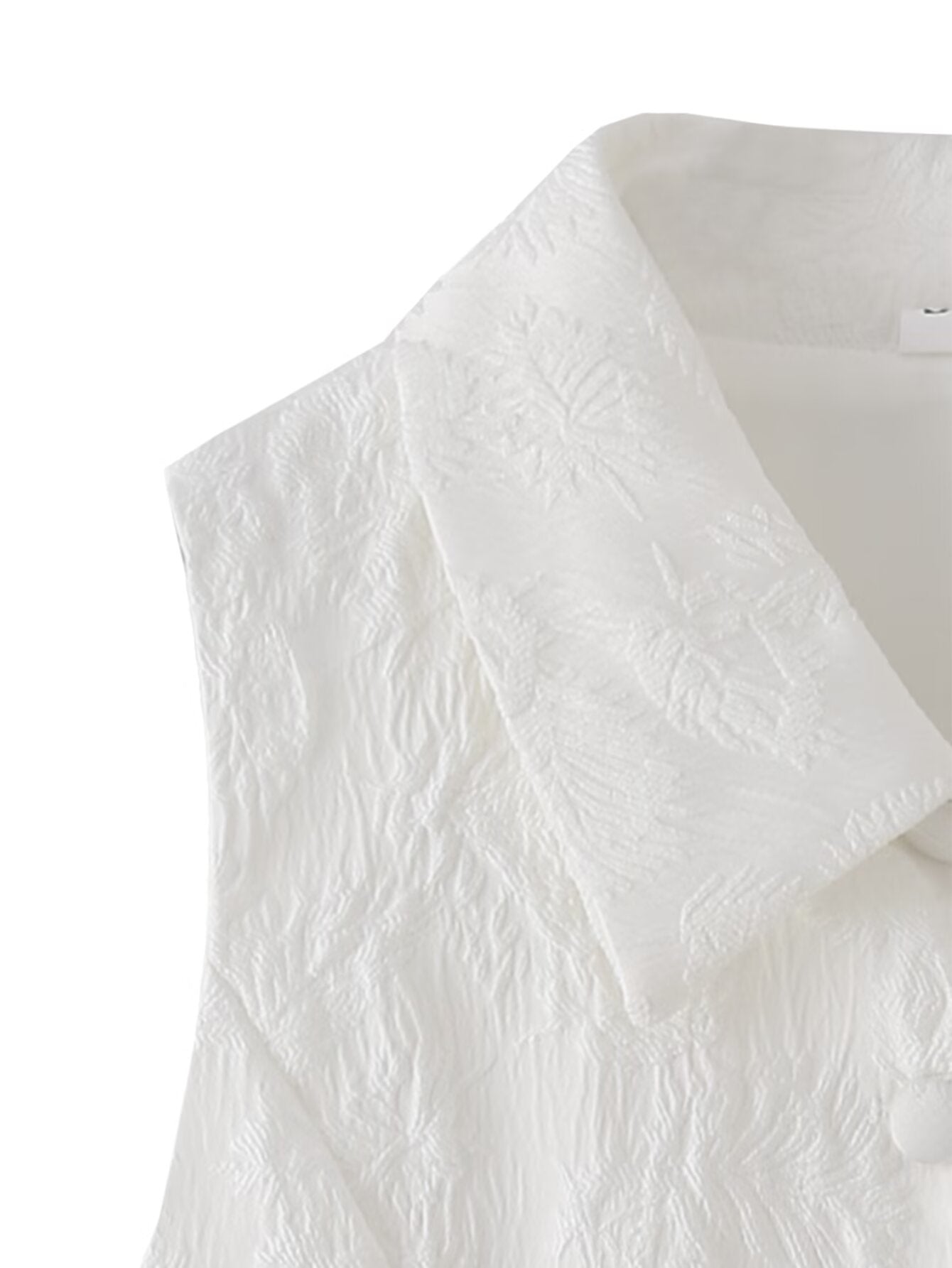 Jacquard Polyester Sleeveless V Neck Top | Tajstylo